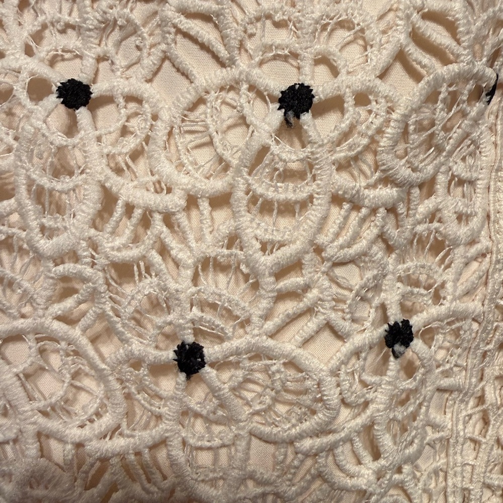 Just Me Cream Eyelet Lace Tiered Midi Dress - Picture 9 of 11